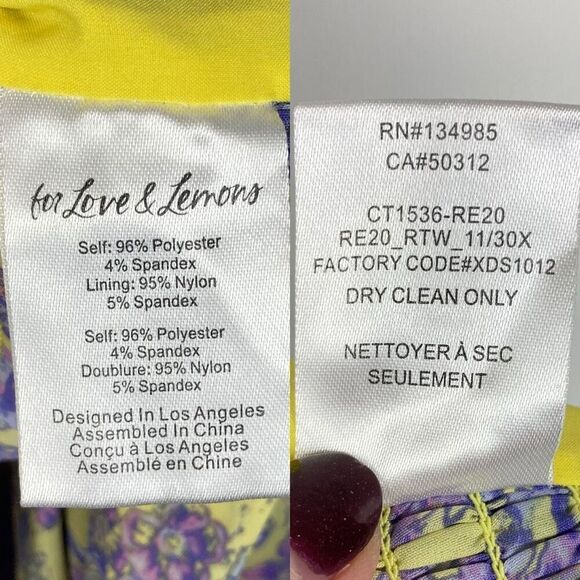 For Love & Lemons Maui Wrap Top Yellow Adjustable Floral Crop Top Blouse size XS - Picture 7 of 8